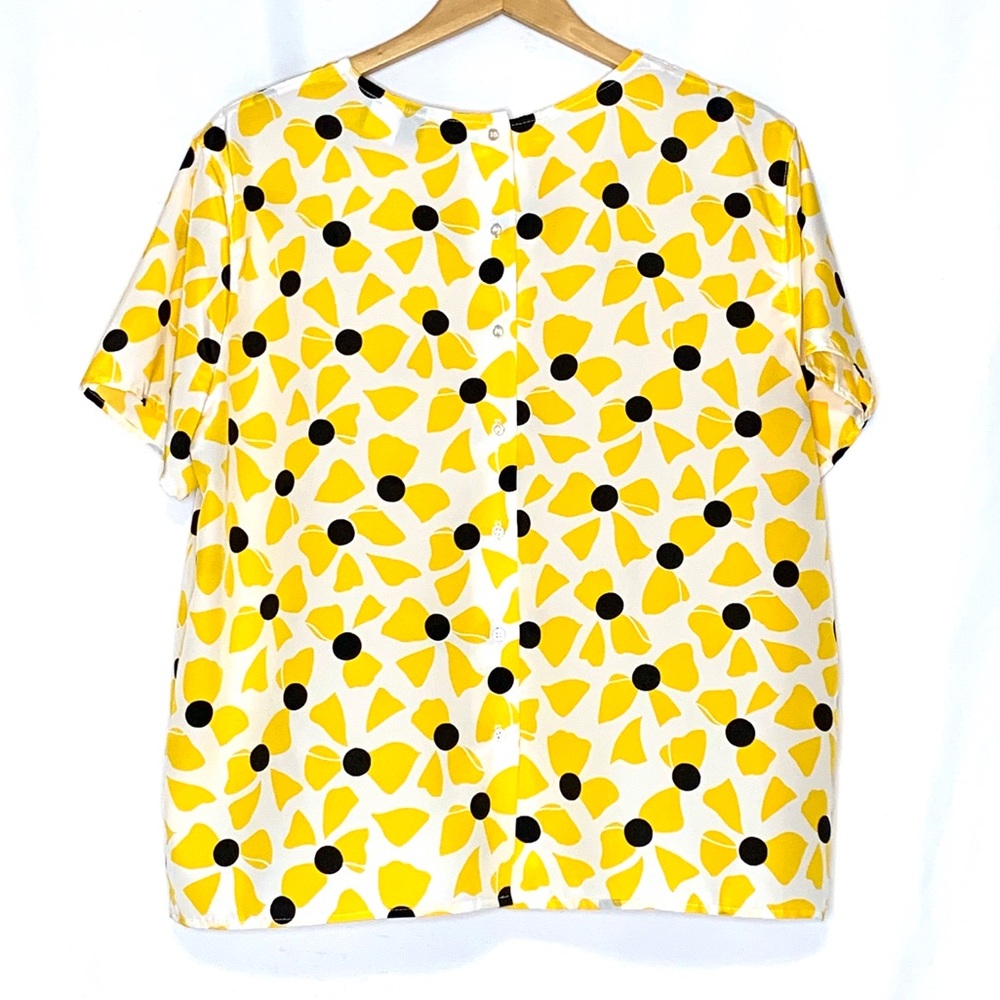 ❗️SOLD❗️1990s Vintage Silky Button Back Bow Blouse - Picture 3 of 7